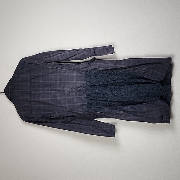 Free People Retro Plaid Lace Blazer Coat Jacket - Picture 7 of 11